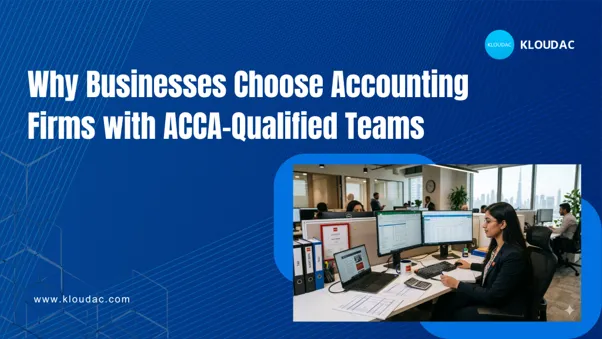 KLOUDAC blog banner featuring an ACCA-qualified accounting team providing tax and audit support in Dubai