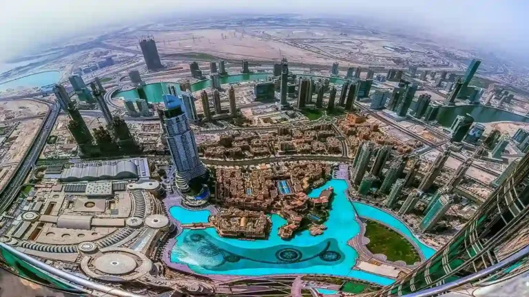 High-angle aerial view of Downtown Dubai, showcasing the primary service area for Kloudac. As a premier accounting firm in Dubai, we provide comprehensive accounting services to businesses across the UAE.