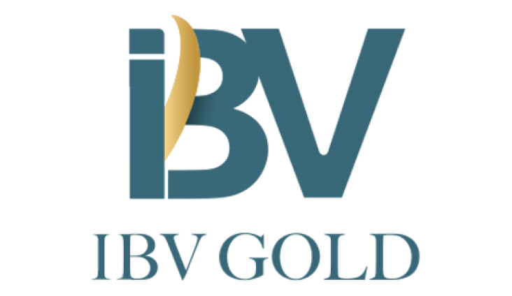 Logo for IBV Gold a Kloudac client featuring stylized blue letters I B V with a gold swoosh accent above the full company name in blue serif capital letters - an accounting and business setup client