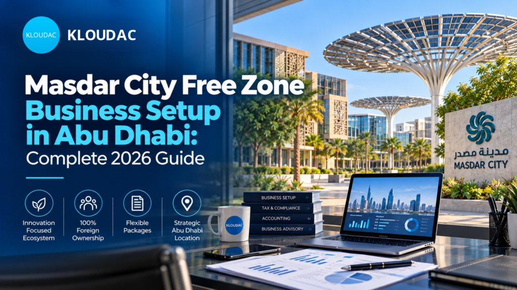 Masdar City Free Zone business setup in Abu Dhabi with KLOUDAC